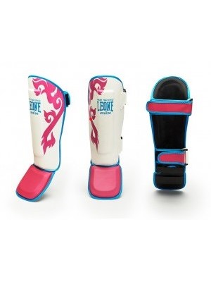 LEONE Paratibia muay thai bianco/fuxia M