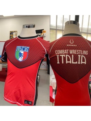 LOTTATORI Rashguard Combat Wrestling Rossa S