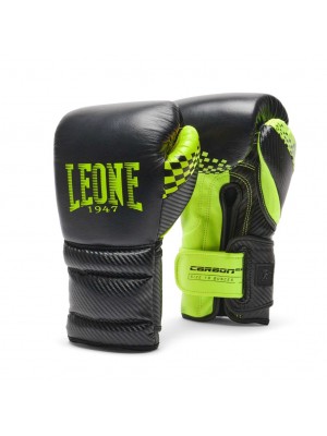 LEONE Guanti boxe Carbon nero e verde fluo