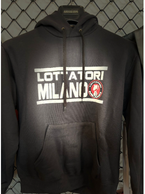 LOTTATORI Felpa Nera Cappuccio STORICA 140cm\XXS