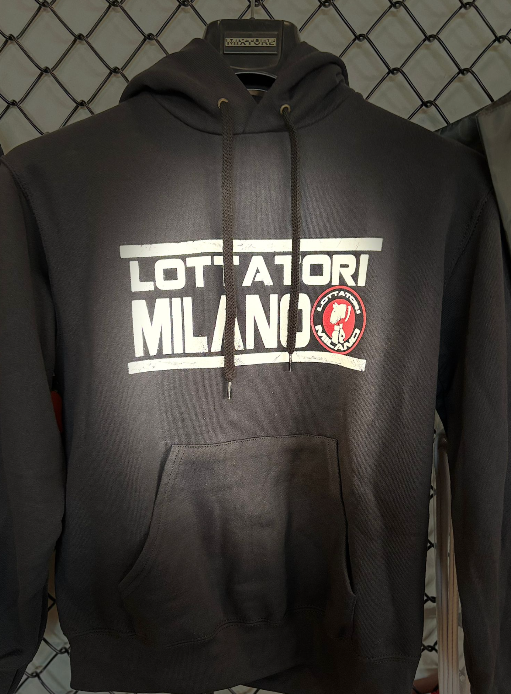 LOTTATORI FELPA NERA CAPPUCCIO STORICA