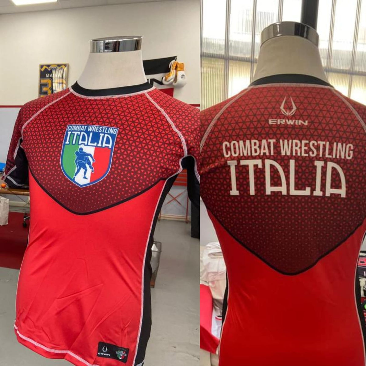 LOTTATORI RASHGUARD COMBAT WRESTLING ROSSA